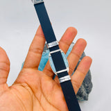 Larimar Bracelet – Natural Blue Stone with Stainless Steel and Rubber Band for Men & Women