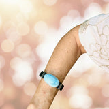 Larimar Bracelet – Natural Blue Stone with Stainless Steel and Rubber Band for Men & Women
