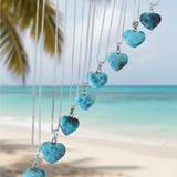 Larimar Choker Necklace With Heart • Genuine Larimar Beads 8–9mm • Exclusive Gift for Women