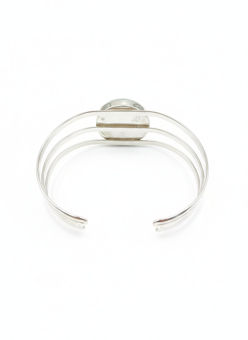 Larimar Triple-Band Cuff Bracelet – Exclusive  925 Sterling Silver Caribbean Blue Stone Jewelry for Women