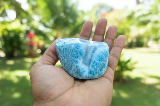 AAA Larimar Stone Slab -Natural Blue Crystal Stone from the Dominican Republic for Jewelry Making or Collecting.