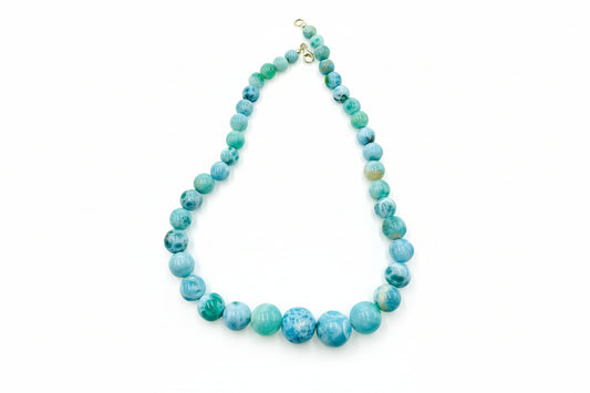 Larimar Bead Necklace in 925 Sterling Hook, Exclusive Jewelry Gift for Women