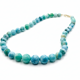 Larimar Bead Necklace in 925 Sterling Hook, Exclusive Jewelry Gift for Women