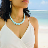 Larimar Bead Necklace in 925 Sterling Hook, Exclusive Jewelry Gift for Women