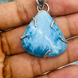 AAA Larimar Freeform Unisex Pendant – 925 Sterling Silver