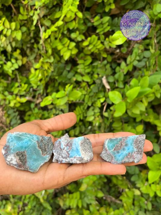 Larimar Slab Set – 182.9g Raw & Polished Larimar from The Dominican Republic