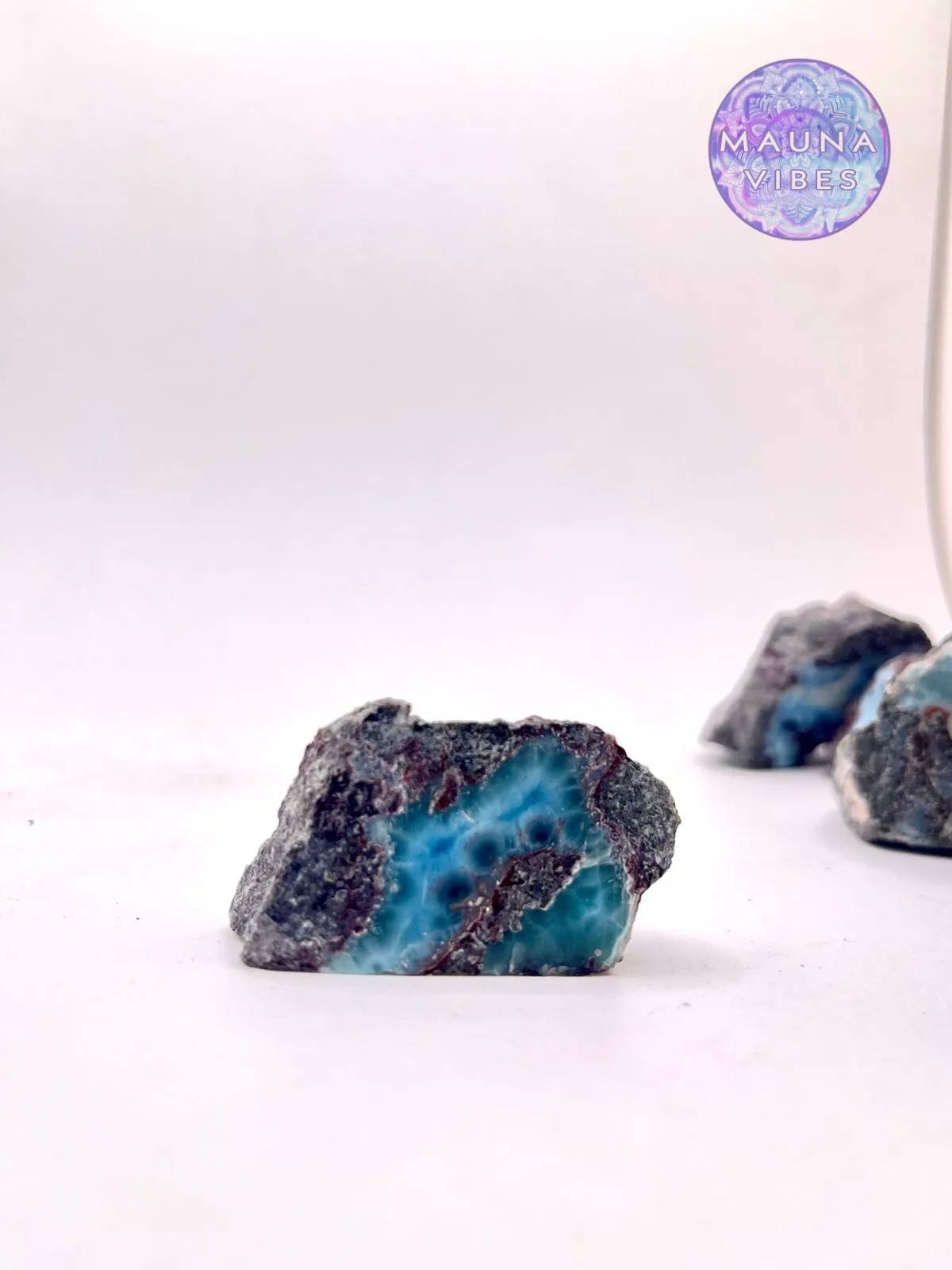 Larimar Slab Set – 182.9g Raw & Polished Larimar from The Dominican Republic