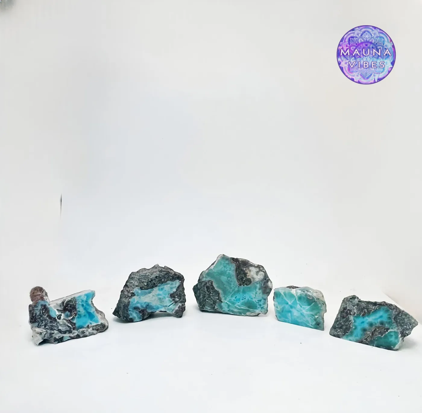 Larimar Slab Set – 182.9g Raw & Polished Larimar from The Dominican Republic
