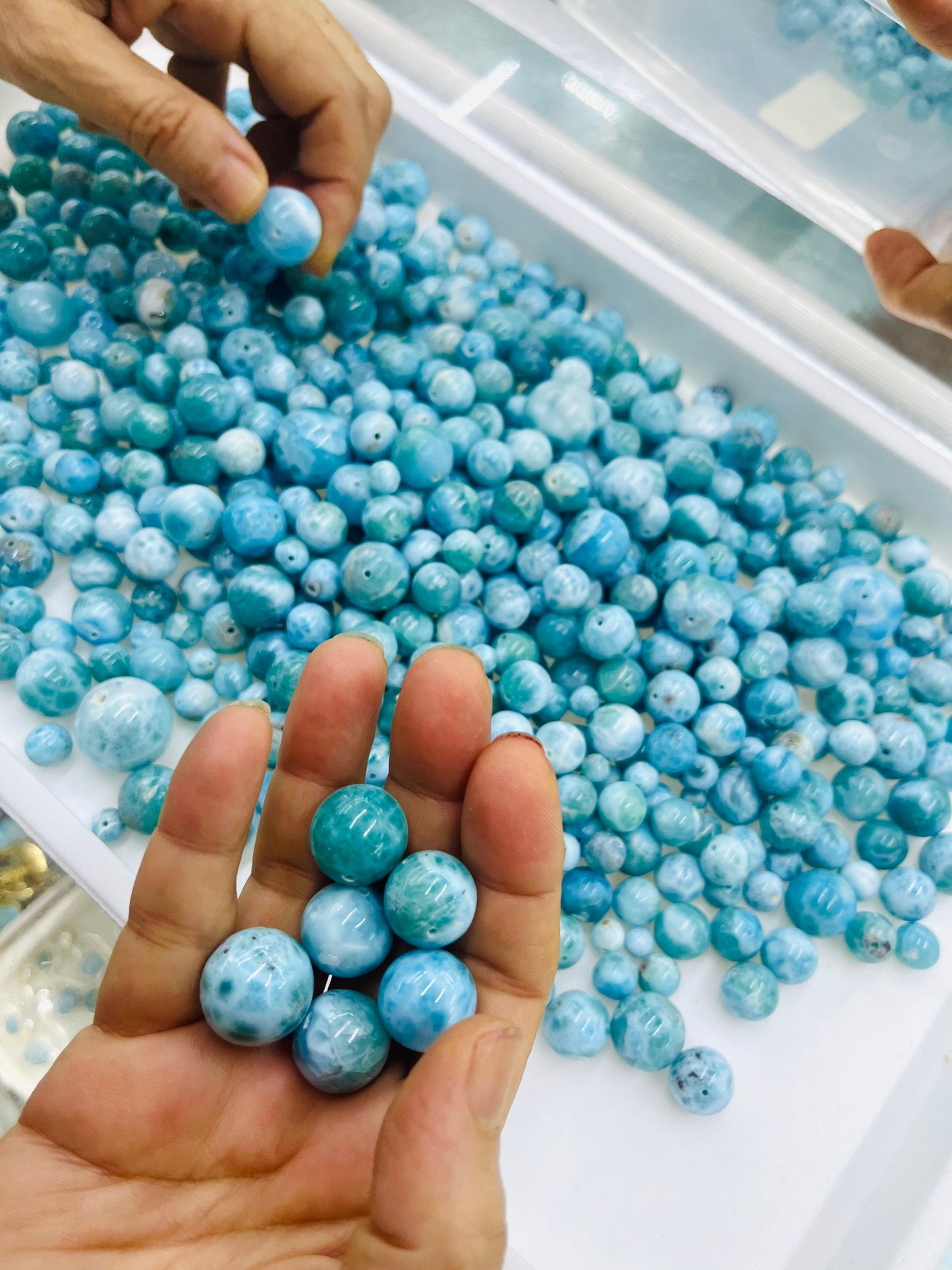 Natural Larimar Beads from Dominican Republic – 7mm to 20mm Drilled Beads for Jewelry Making, Bracelets & Necklaces | Wholesale High-Quality