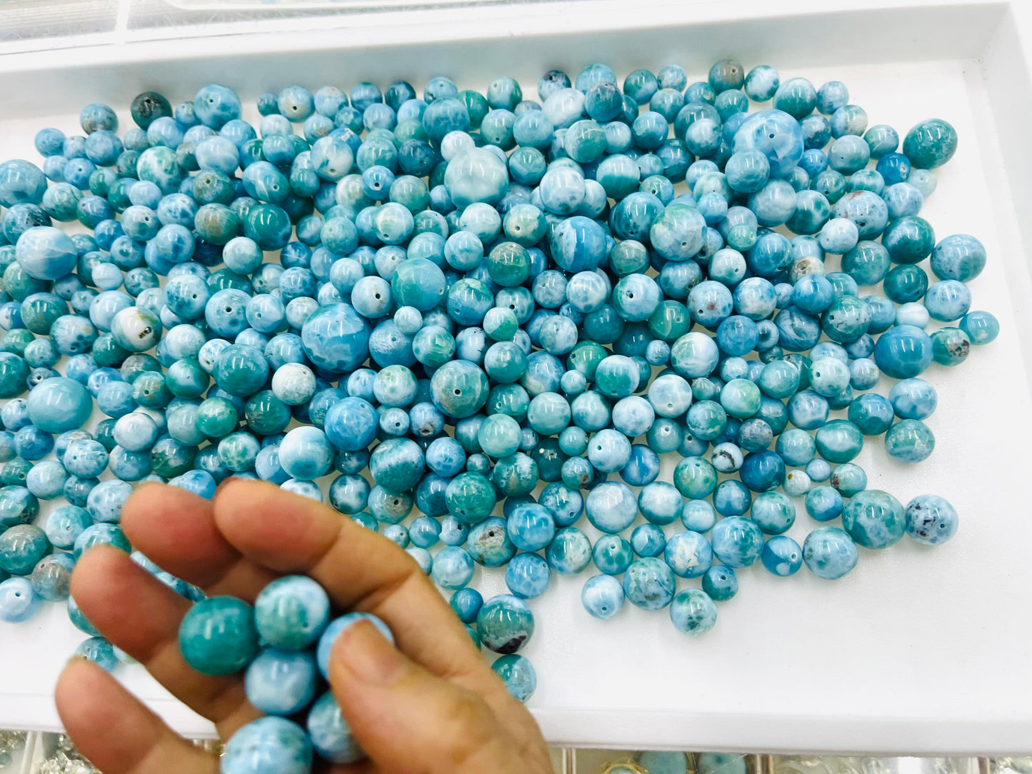 Natural Larimar Beads from Dominican Republic – 7mm to 20mm Drilled Beads for Jewelry Making, Bracelets & Necklaces | Wholesale High-Quality