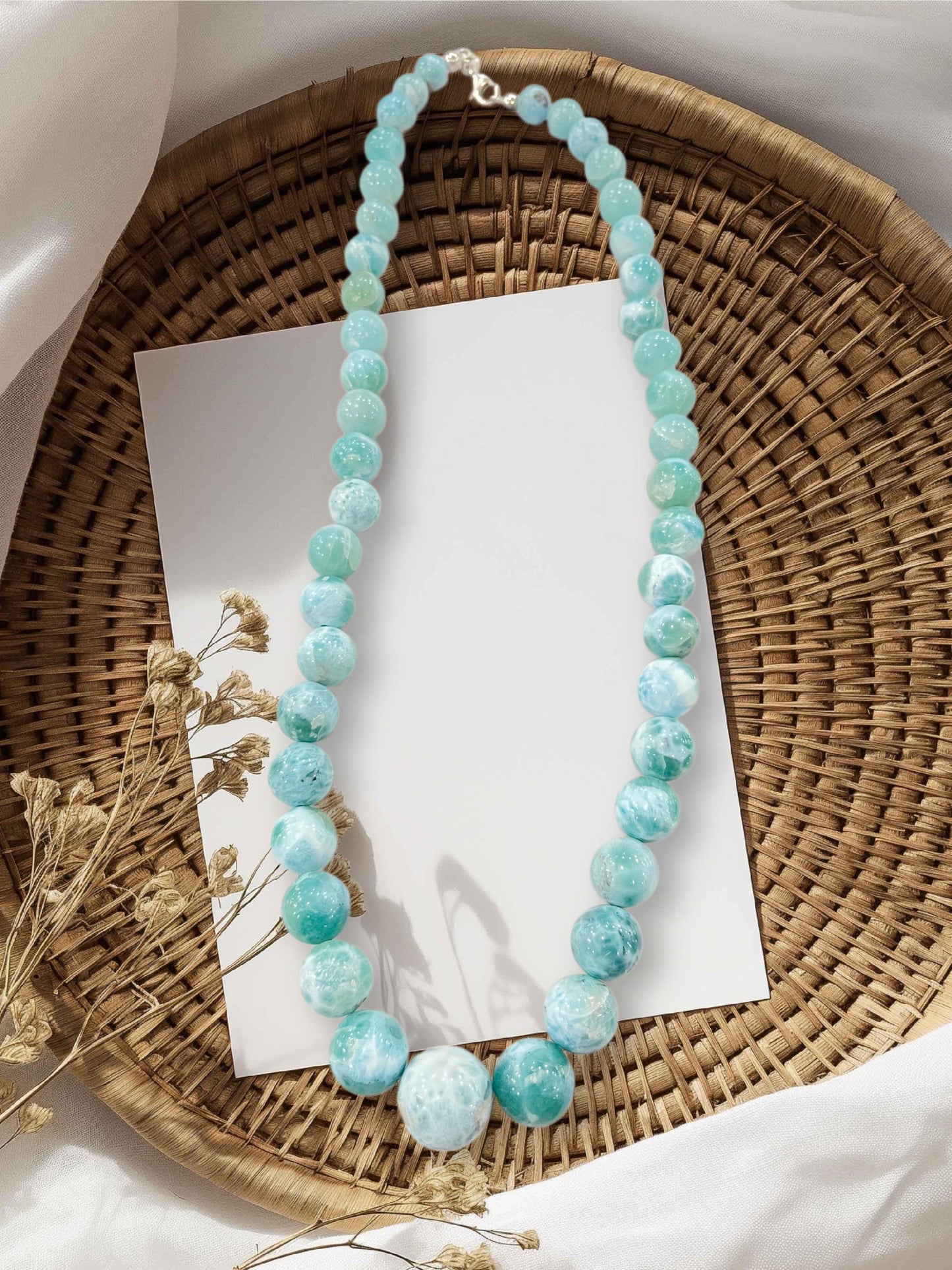 Natural Larimar Beads from Dominican Republic – 7mm to 20mm Drilled Beads for Jewelry Making, Bracelets & Necklaces | Wholesale High-Quality