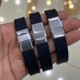 Larimar Bracelet – Natural Blue Stone with Stainless Steel and Rubber Band for Men & Women