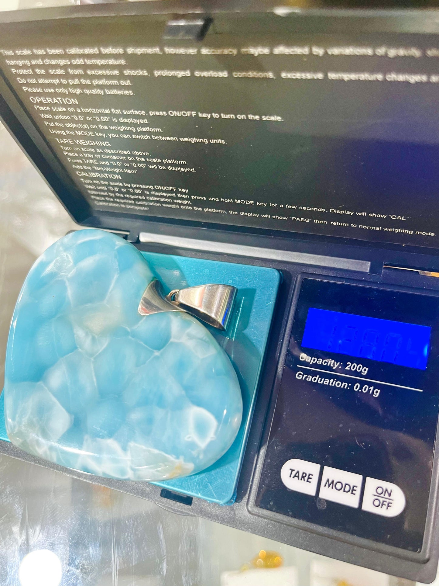 Large 128g Larimar Heart Pendant – Exclusive  Dominican Larimar • Statement Gemstone Jewelry • Rare Collector Piece