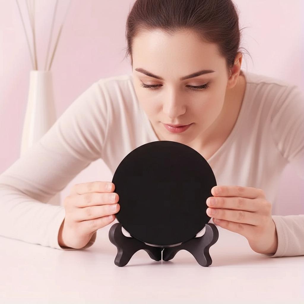 Natural Obsidian Mirror with Base – Spiritual Protection, Altar & Home Decor (40–120mm)