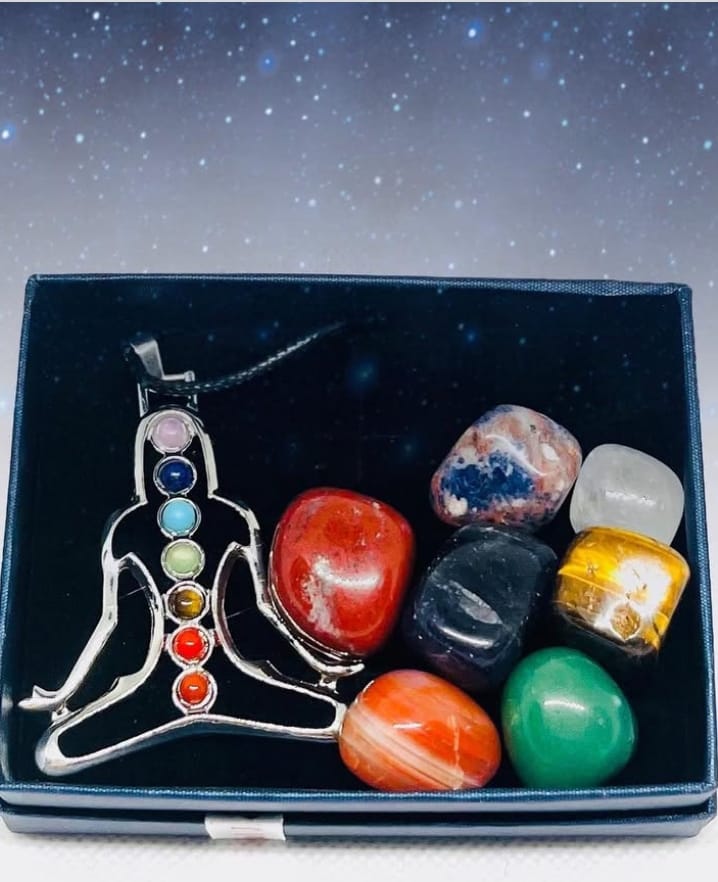 Kit de cristales de los 7 chakras: collares y piedras para meditación, sanación y geometría sagrada