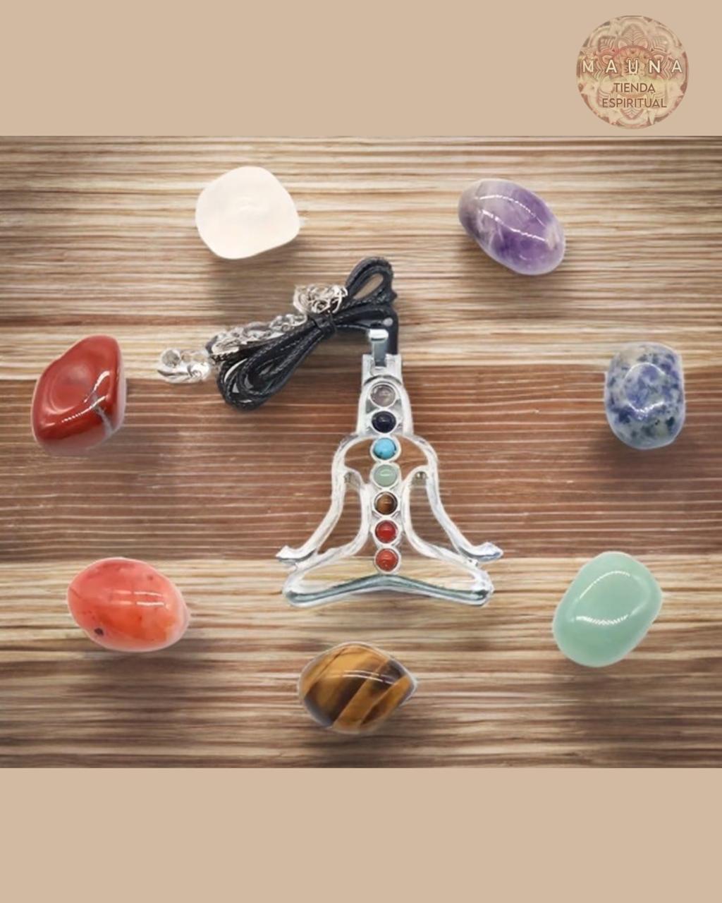 Kit de cristales de los 7 chakras: collares y piedras para meditación, sanación y geometría sagrada