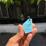 AAA Larimar Slab Necklace, Dominican Blue Crystal, Adjustable Black Cord for men & women