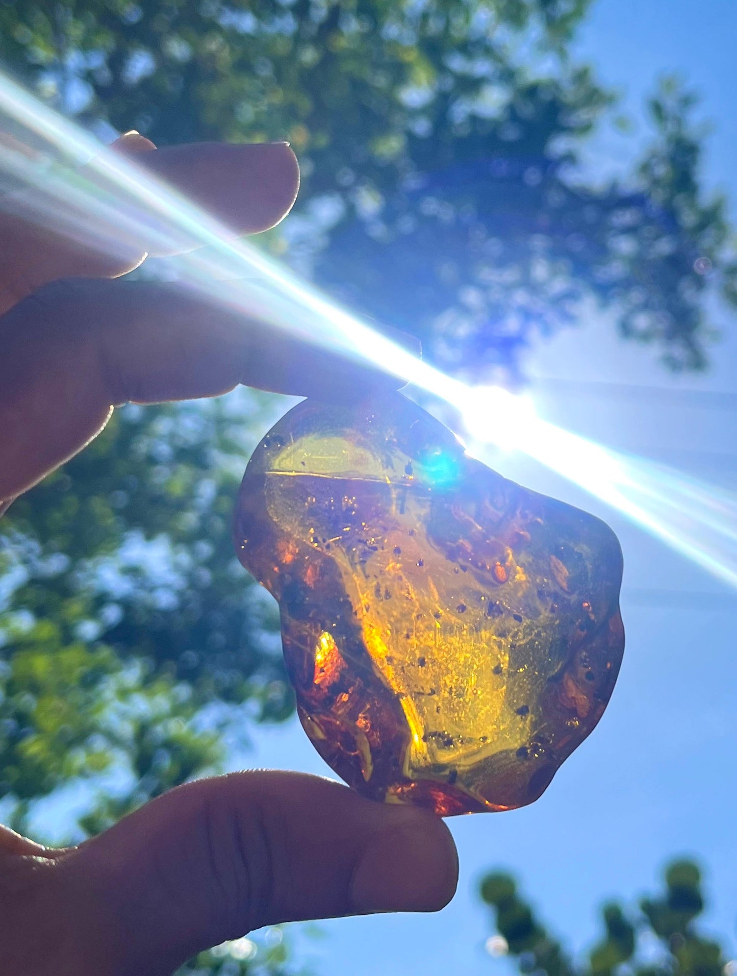 Dominican Amber Polished Stone, 55g Natural Fossil Resin Gemstone for Collecting or Jewelry Making