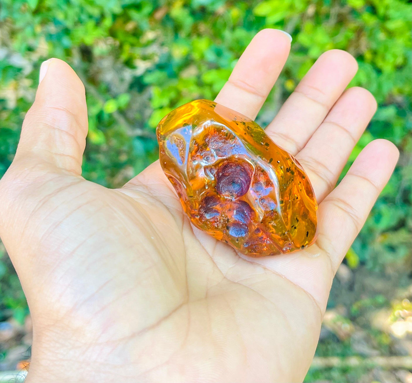 Dominican Amber Polished Stone, 55g Natural Fossil Resin Gemstone for Collecting or Jewelry Making