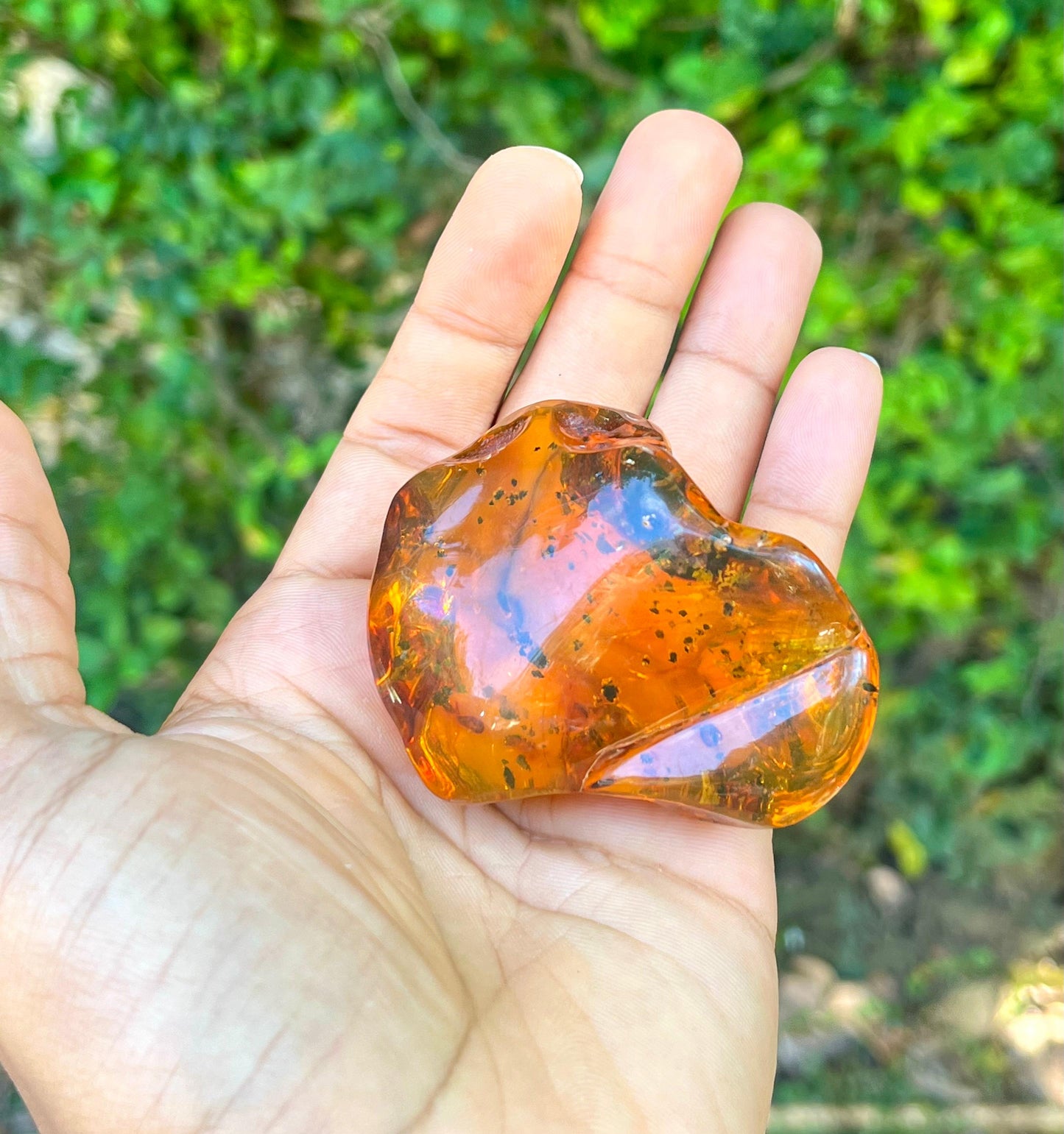 Dominican Amber Polished Stone, 55g Natural Fossil Resin Gemstone for Collecting or Jewelry Making