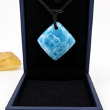 AAA Larimar Cord Necklace, Intense Blue Dominican Stone Unisex
