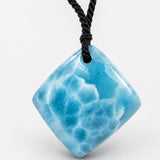AAA Larimar Cord Necklace, Intense Blue Dominican Stone Unisex