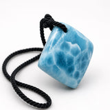 AAA Larimar Cord Necklace, Intense Blue Dominican Stone Unisex