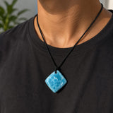 AAA Larimar Cord Necklace, Intense Blue Dominican Stone Unisex