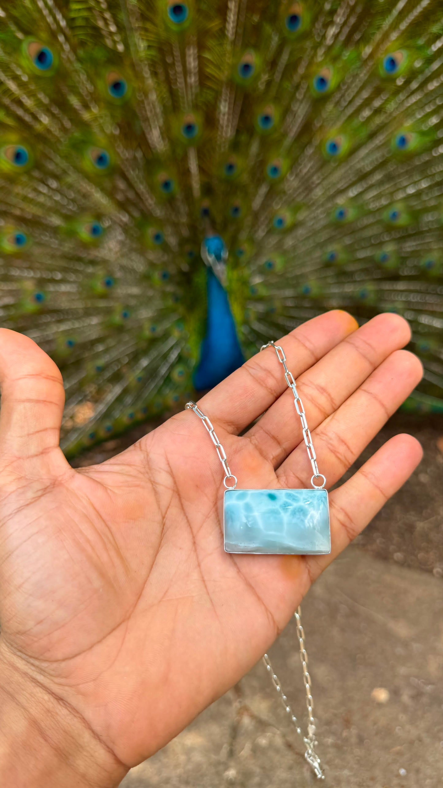 AAA Larimar Necklace, Exclusive Light Blue Dominican Gemstone Pendant With 925 Silver Chainlink, High End Gift for Women.