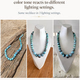 Larimar Bead Necklace with Red Matrix Inclusions – 925 Sterling Silver