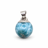 Larimar Bead Pendant with Silver Bail
