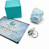 Rough Larimar Ring – 925 Sterling Silver Dominican Stone Jewelry