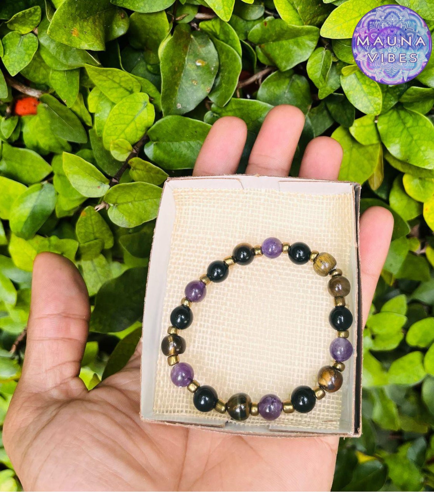 Amethyst, Obsidian & Tiger’s Eye Bracelet for Men and Women – Protection, Strength and Spiritual Balance