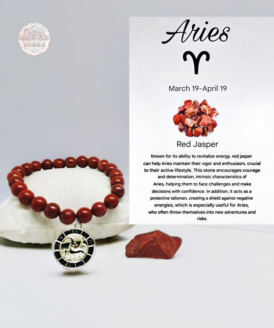 Pulsera del zodíaco con dije de signo astrológico: regalo de joyería de horóscopo personalizado unisex para amantes de la astrología. (Incluye pulsera y piedra).