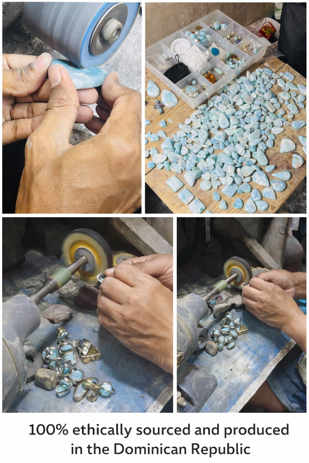 AAA Larimar Pendant Necklace – Genuine Dominican Blue Crystal Slab Stone for men & women