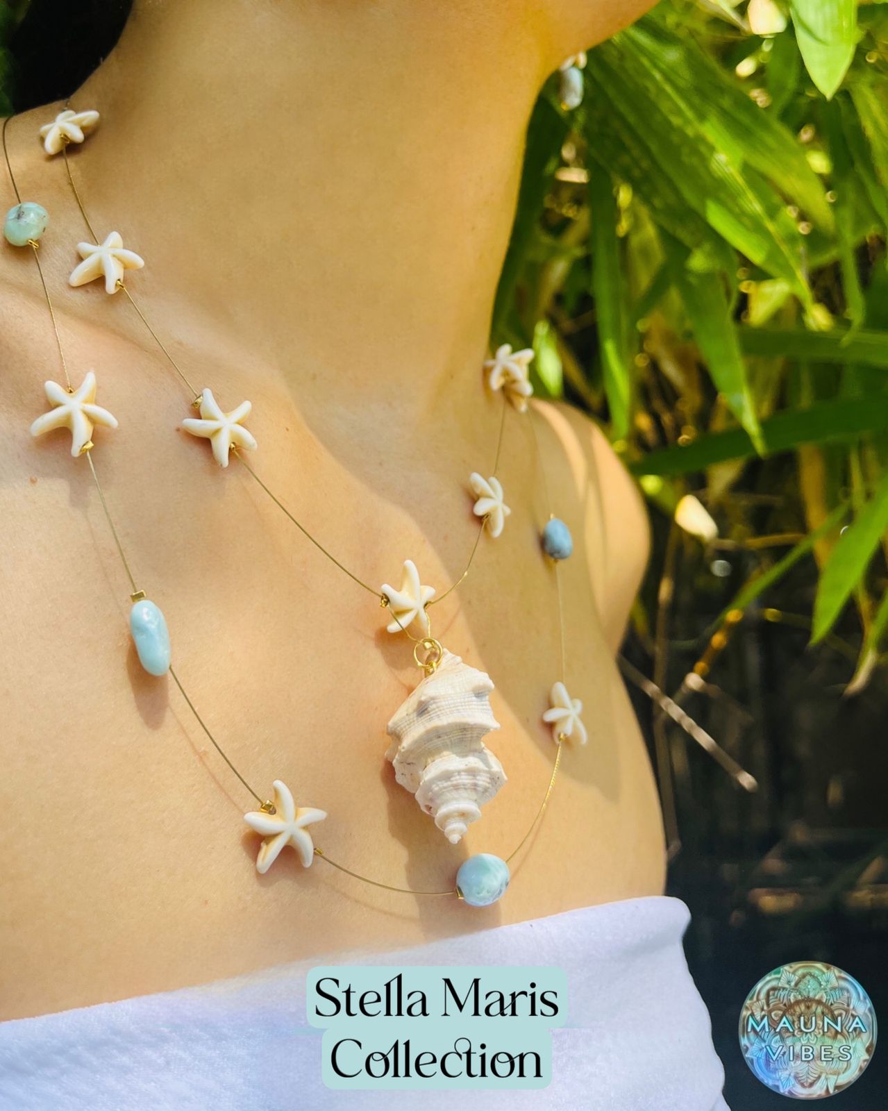 Stella Maris Collection – Caribbean Boho Jewelry for Women | Larimar, Citrine, Seashell | Perfect for Beach, Festivals & Summer Parties