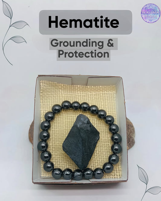 Hematite Bracelet - Protection Bracelet  - Healing Stone Jewelry - Natural Hematite - Energy Bracelet - Unisex Gift