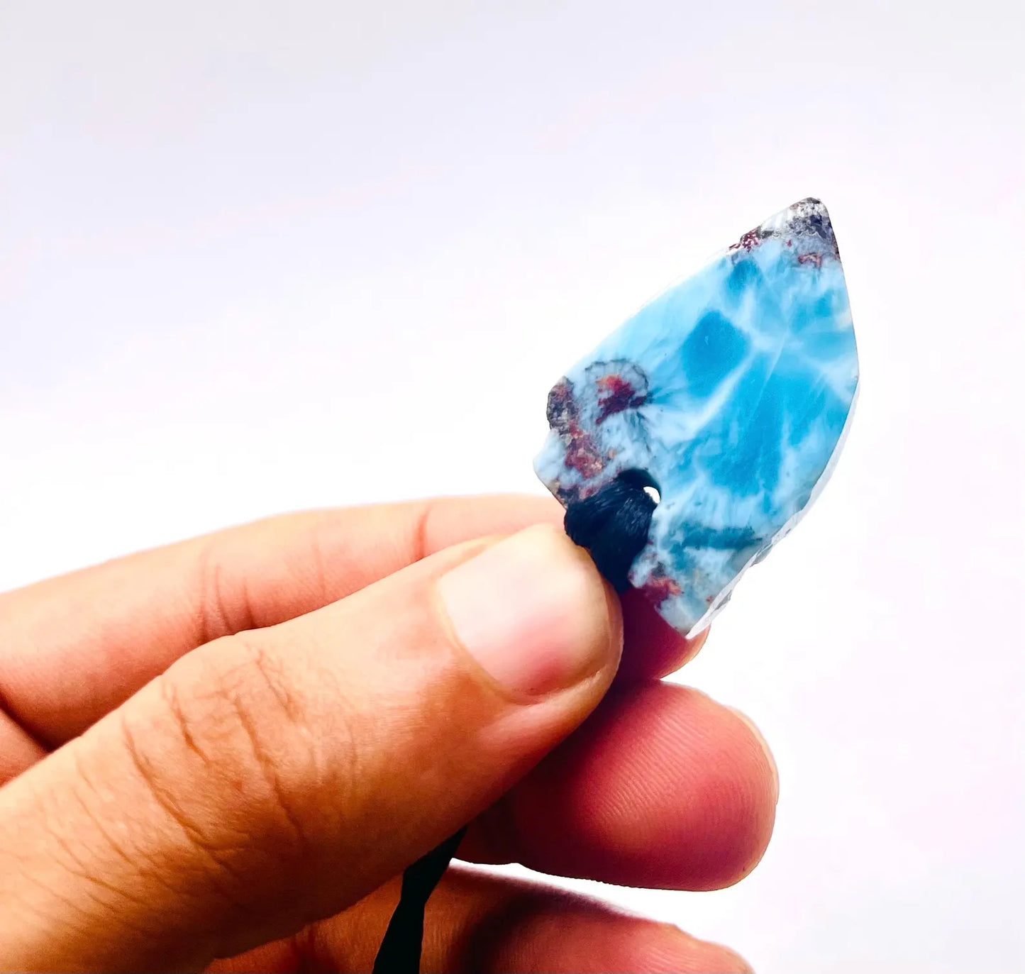 Collar con colgante de larimar AAA: piedra preciosa azul dominicana, collar ajustable para hombre y mujer.