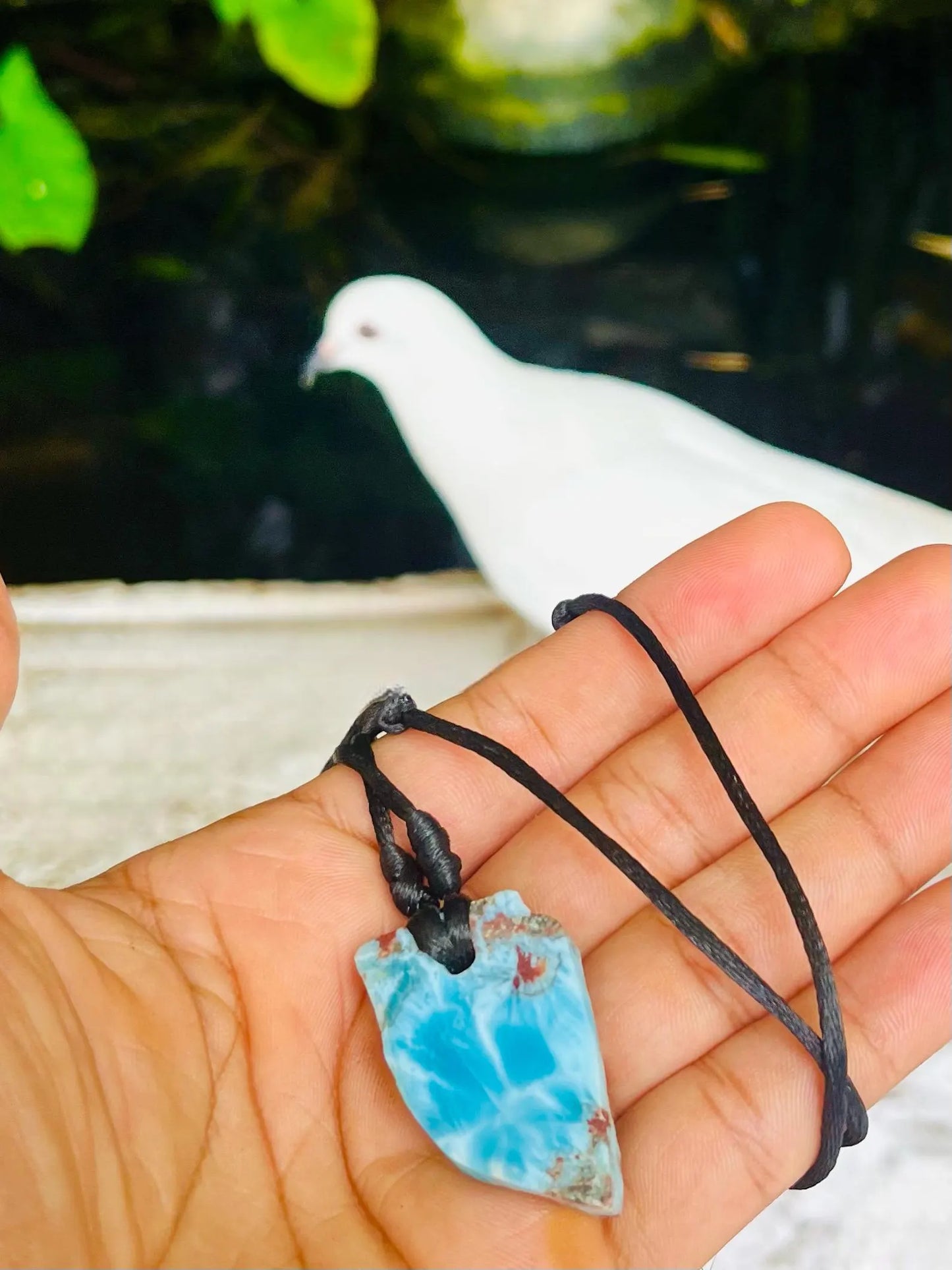 Collar con colgante de larimar AAA: piedra preciosa azul dominicana, collar ajustable para hombre y mujer.