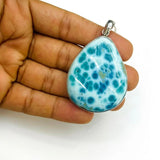 AAA Larimar Dotted Pendant – Rare Dominican Specimen, Sterling Silver