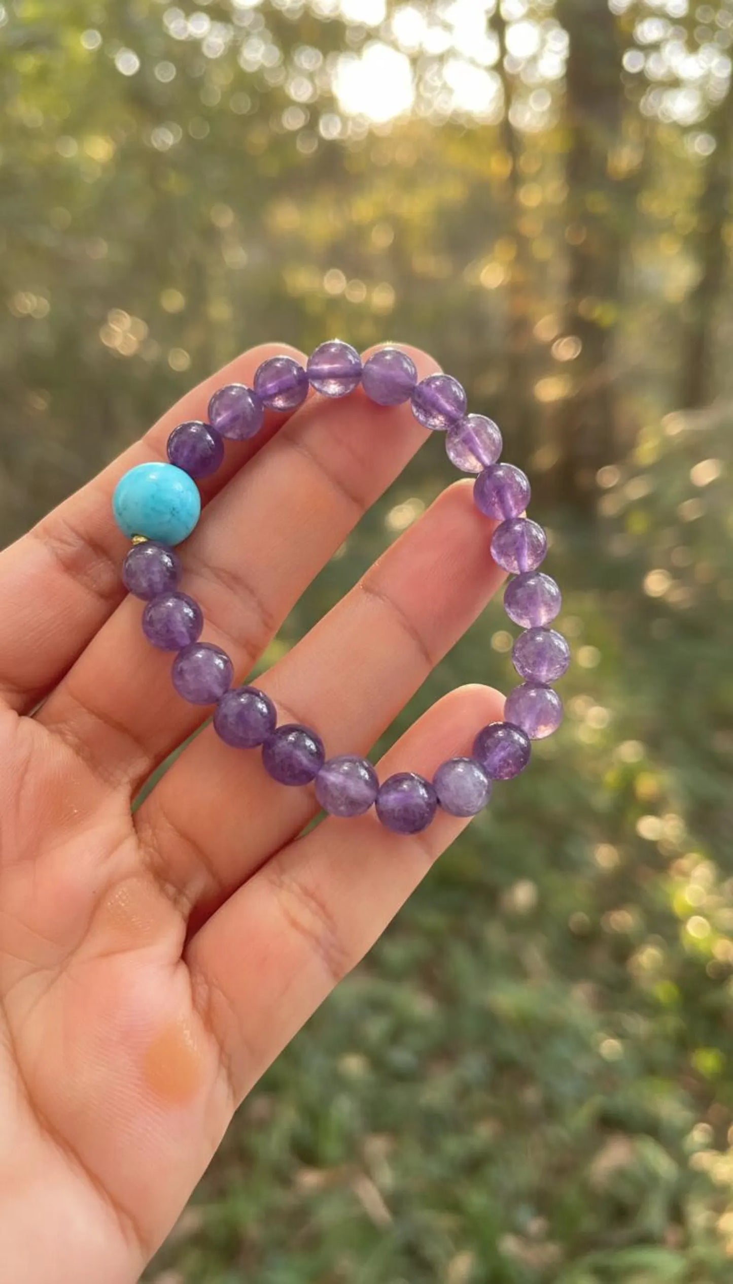 Pulsera de larimar y amatista: joyería de piedras preciosas naturales para mujer