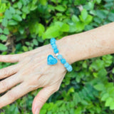 Larimar Heart Bracelet – 925 Sterling Silver Charm