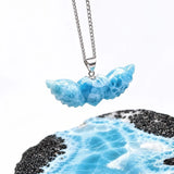 AAA grade Dominican Larimar heart pendant in 925 sterling silver, additional view, for everyday wear, Mauna Vibes