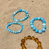 AAA Larimar Bracelet – Genuine Dominican Blue Stone, Unisex Stretch Bead Bracelet