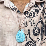 Larimar Necklace – High-Grade AAA Ocean Pattern Larimar, Large Translucent Teardrop,  Azul Collection #2