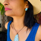 Dominican Larimar necklace, shown with scale reference, for everyday wear, Mauna Vibes