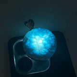 Round AAA Larimar Pendant –High-Grade Blue Turtleback Translucent Double-Sided 925 Sterling Silver