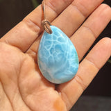 Dominican Larimar necklace, angled view, for everyday wear, Mauna Vibes