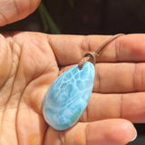 Dominican Larimar necklace, close-up of the stone, for everyday wear, Mauna Vibes