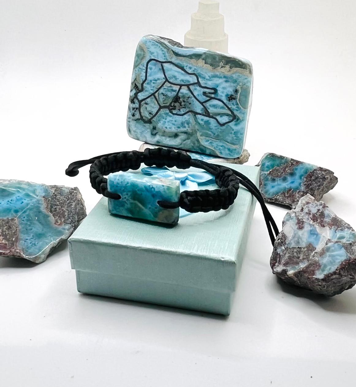 Larimar Bracelet - Adjustable Macrame Unisex Blue Bracelet From The Dominican Republic